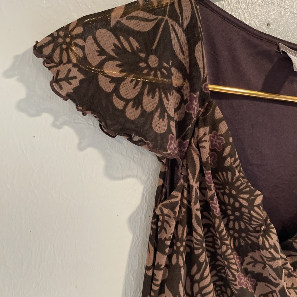Vintage 90s Isabella Bird Brown Mesh Midi Dress Fairycore Whimsigoth Woodland Xs - Picture 4 of 9